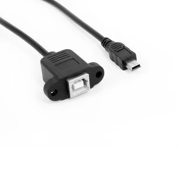 Už mini5p USB male USB B spausdintuvo moterų uosto adapterio kabeliu su varžtų skyles, gali būti nustatomas 0,5 m