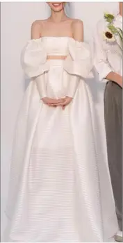 Verngo Dviejų Dalių Linijos, Vestuvių Suknelės, Sluoksniuotos Ilgomis Rankovėmis Korėjoje Moterims Oficialią Šalies Suknelė Vestuvių Suknelė