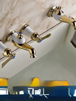 Vonios Spintelė Dvigubai Baseino Praustuvas Europos Stiliaus Aukso Traukti Padalinta Derinys Baseino Trijų-Keturių Skylių Maišytuvas