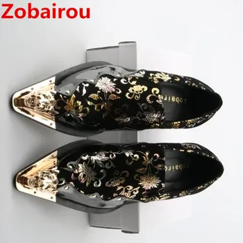 Zobairou zapatos hombre natūralios odos mens batai užsivilkti juoda spygliuota mokasīni, oksfordo bateliai vyrams sapato socialinės paslėptas kulniukai