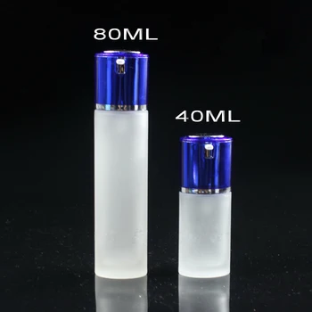 Šalčio stiklo buteliai su siurbimo bžūp odos priežiūros produktų pakavimo, 80ML, vidutinio dydžio, logo spausdinimas yra