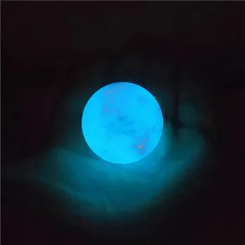 Švyti Į Šviesos 35MM Akmens Mėlyna Sfera Krištolo Rutulį Kvarco Tamsiai LED šviesos
