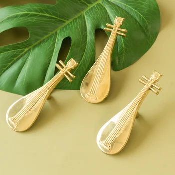 Žalvario Retro Kinijos Muzikos Instrumentai-Pipa Formos Rankenėlę, Spinta, Spintos Durų Rankenos Stalčiaus Išsitraukia ir Rankenėlės Baldų Rankenėlės